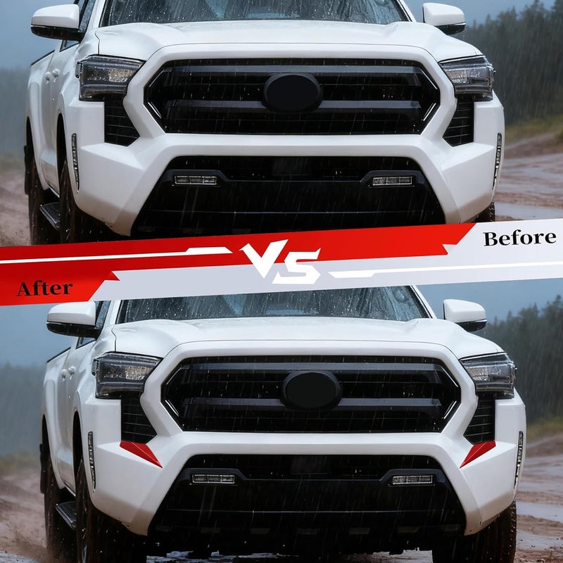 BORUIEN For Toyota Tacoma 2024 2025 2026 Exterior Accessories Front Bumper Side Fog Lamp Light Cover Headlight Trim Frame Grille Decor ABS (Grille Decor-Red) - Image 3